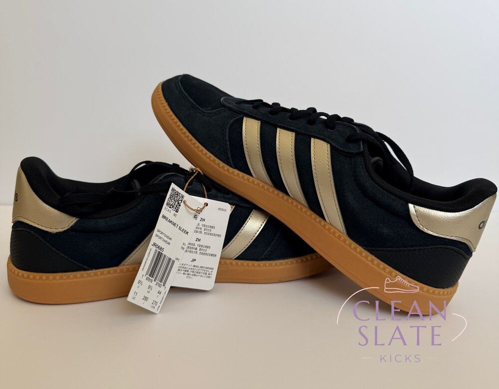 Adidas Breaknet Sleek Black/Gold/Gum Suede Womens 11 NWT
